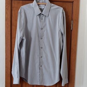 Calvin Klein Gray Dress Shirt with Pointed Collar